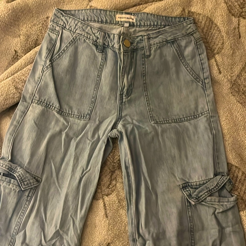 Blue cargo baggy jeans